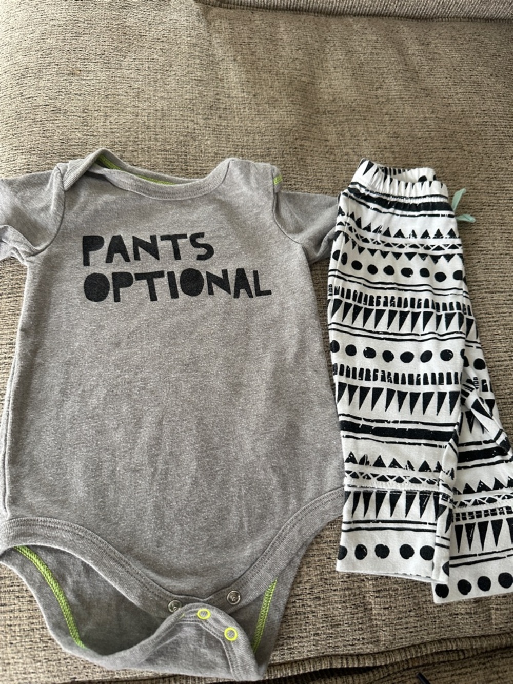 Cat & Jack Gray Bodysuit with Black & White Patterned Pants